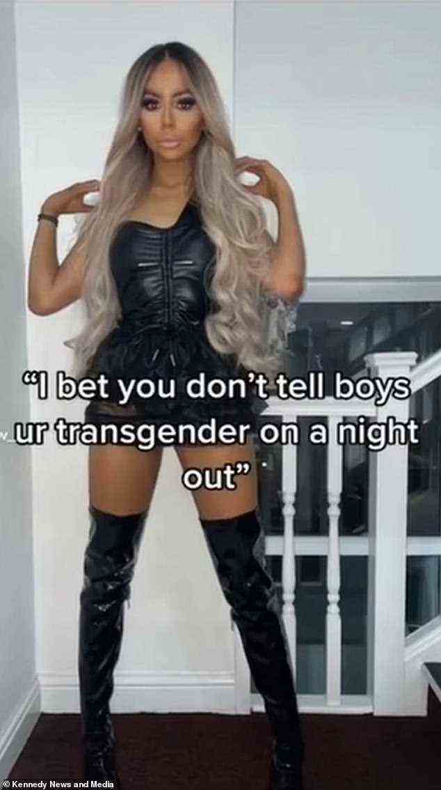 In a candid video Tayla Dow says she always tells men that she is trans before going on dates or having any sexual contact with them and feels before those stages it's 'none of their business'