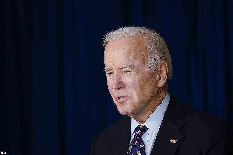 President Joe Biden speaks at the Chase Center in Wilmington, Delaware Saturday to address the tornados that hit the south and midwest and killed at least 84