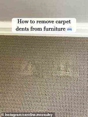 Vorher: Die australische „Hack-Queen“ Carolina McCauley verrät ihren einfachen Trick, um durch Möbel verursachte Teppichbeulen zu entfernen