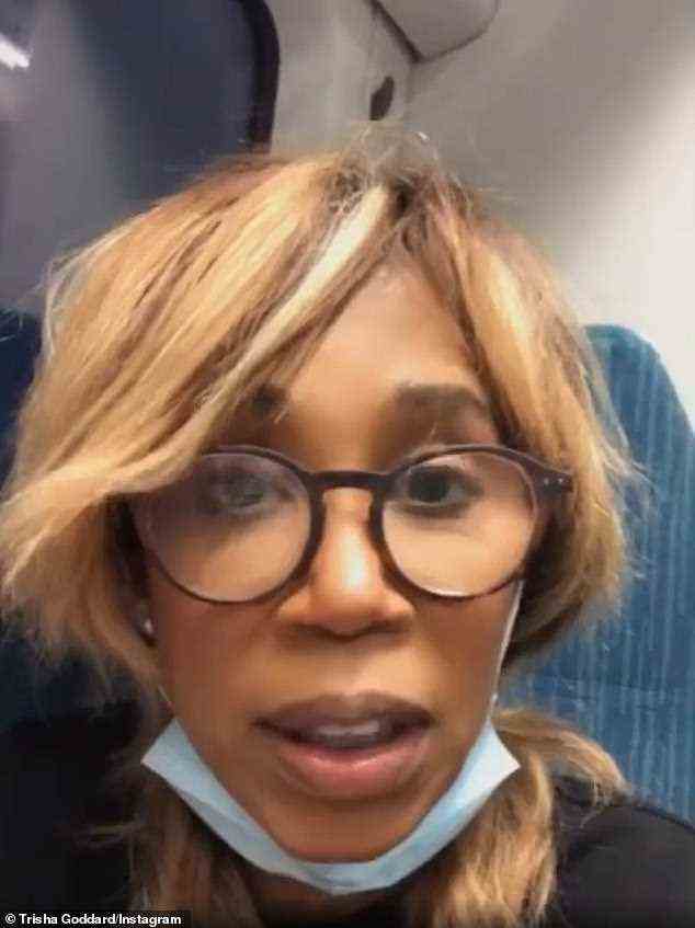 Schockiert: Trisha Goddard war fassungslos, als sie sagte, dass sie am Montag auf einer 90-minütigen Zugfahrt abscheulichen Rassenmissbrauch erlitten hat