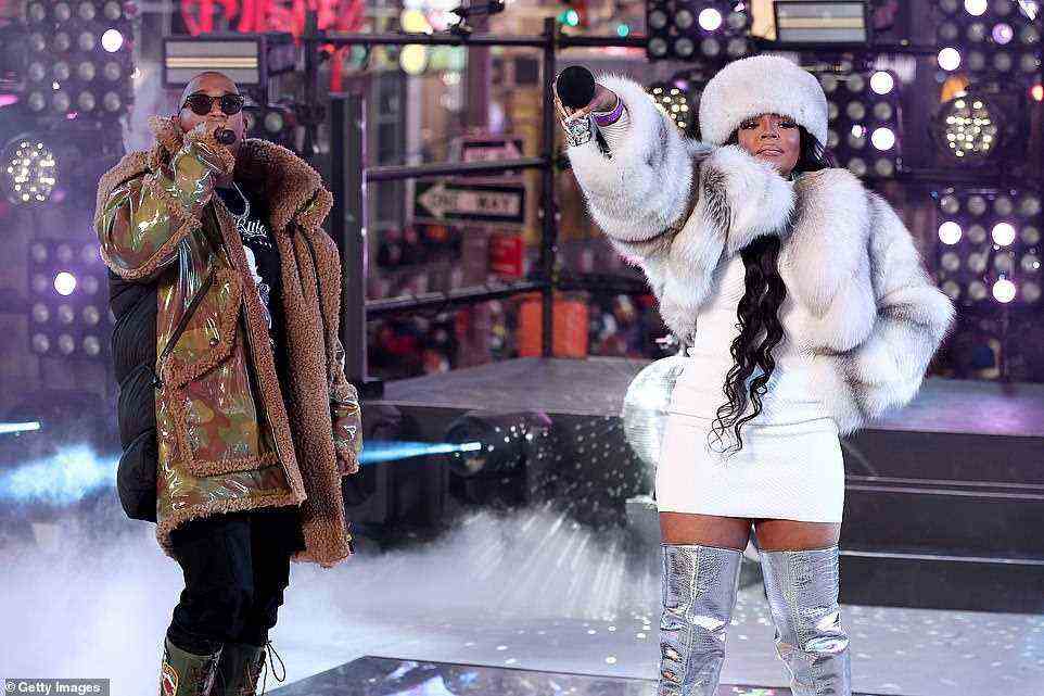 Old school: New York was finally represented when Ja Rule and Ashanti performed their classic tracks Mesmerized and Always on Time. Ja Rule rapped in his identifiably gruff voice while Ashanti contrasted him with her smooth vocals