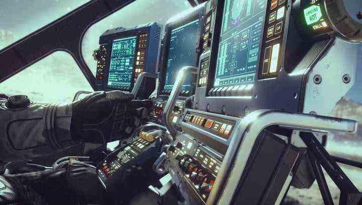 Cockpit im Raumschiff von Starfield.