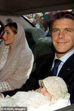 Emanuele and his wife leave church after the christening of their daughter, Vittoria in 2004,