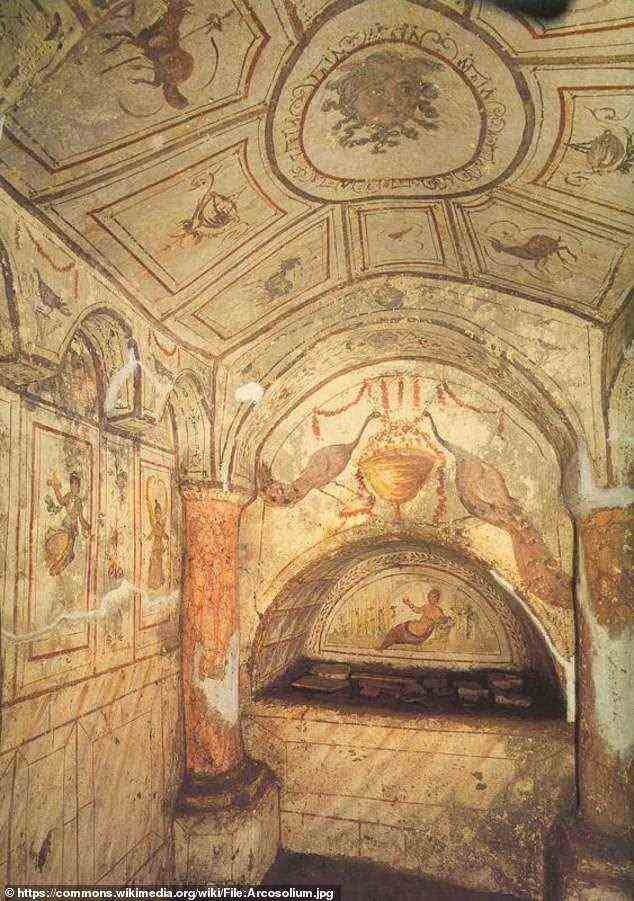 The new dig site on the Via Luigi Tosti is close to the Ipogeo di Via Dino Compagni — an underground tomb, or 'hypogeum', that was first discovered in 1954. This structure has been dated to around 320–350 AD, based on the stunning frescos within (as pictured)