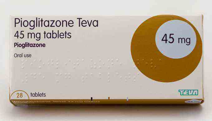 Foto einer Schachtel mit Pioglitazon-Tabletten