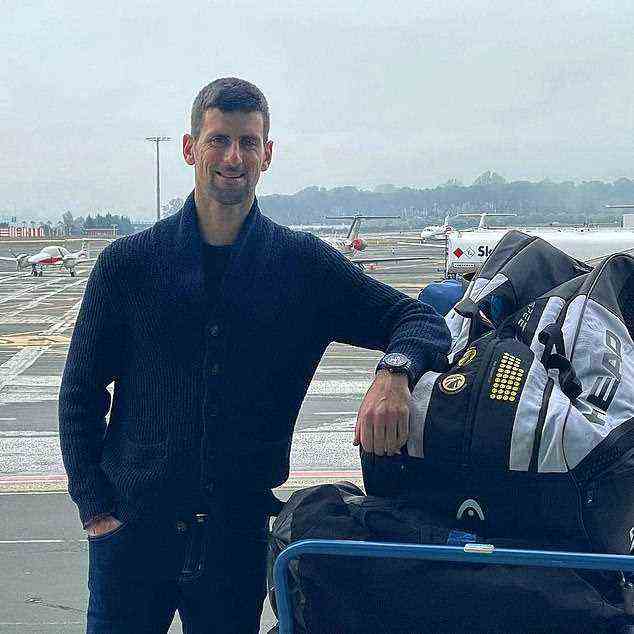 Djokovic (pictured heading to Melbourne) contracted the virus while hosting a party in the middle of the pandemic and has never explicitly revealed if he is or isn't jabbed