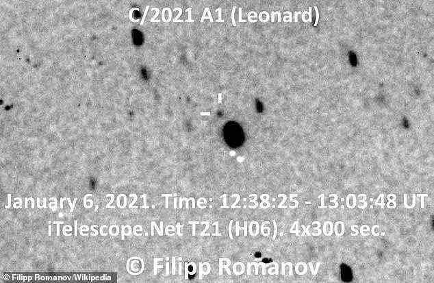C/2021 A1 (Leonard) wurde 2021 als erster Komet entdeckt. Es ist ein Komet mit einer hyperbolischen Flugbahn, der am 3. Januar letzten Jahres von GJ Leonard entdeckt wurde