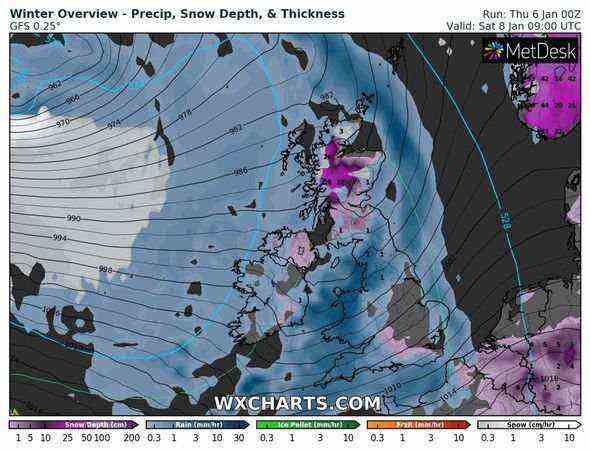 Wetter in Großbritannien: Freitagnacht bringt eine Front aus Grönland Regen über Großbritannien