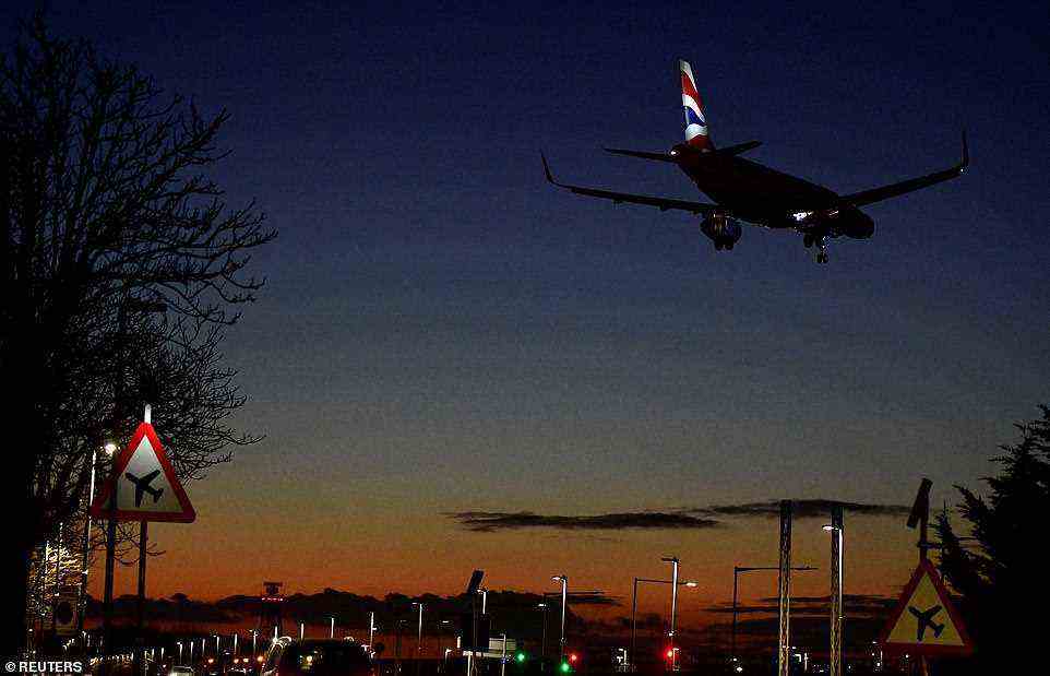 A British Airway aircraft comes in to land at London Heathrow Airport yesterday evening as the rule changes were announced