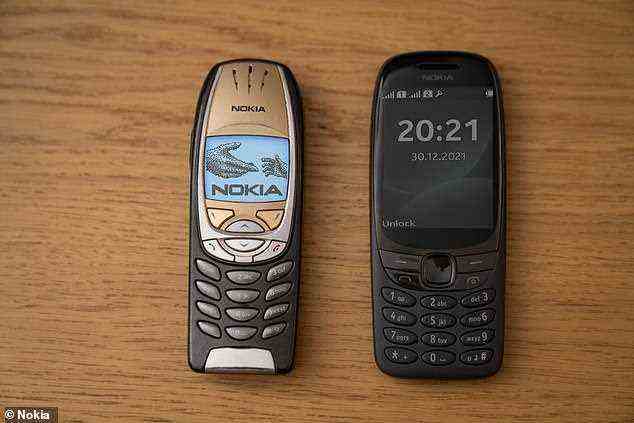 Das neue Nokia 6310 (rechts) ist neben dem 2001 erschienenen Original 6310 abgebildet. Das neue Modell hat wohl kaum Ähnlichkeit mit dem Original, was die Frage aufwirft, warum Nokia ihm den gleichen Namen gegeben hat?