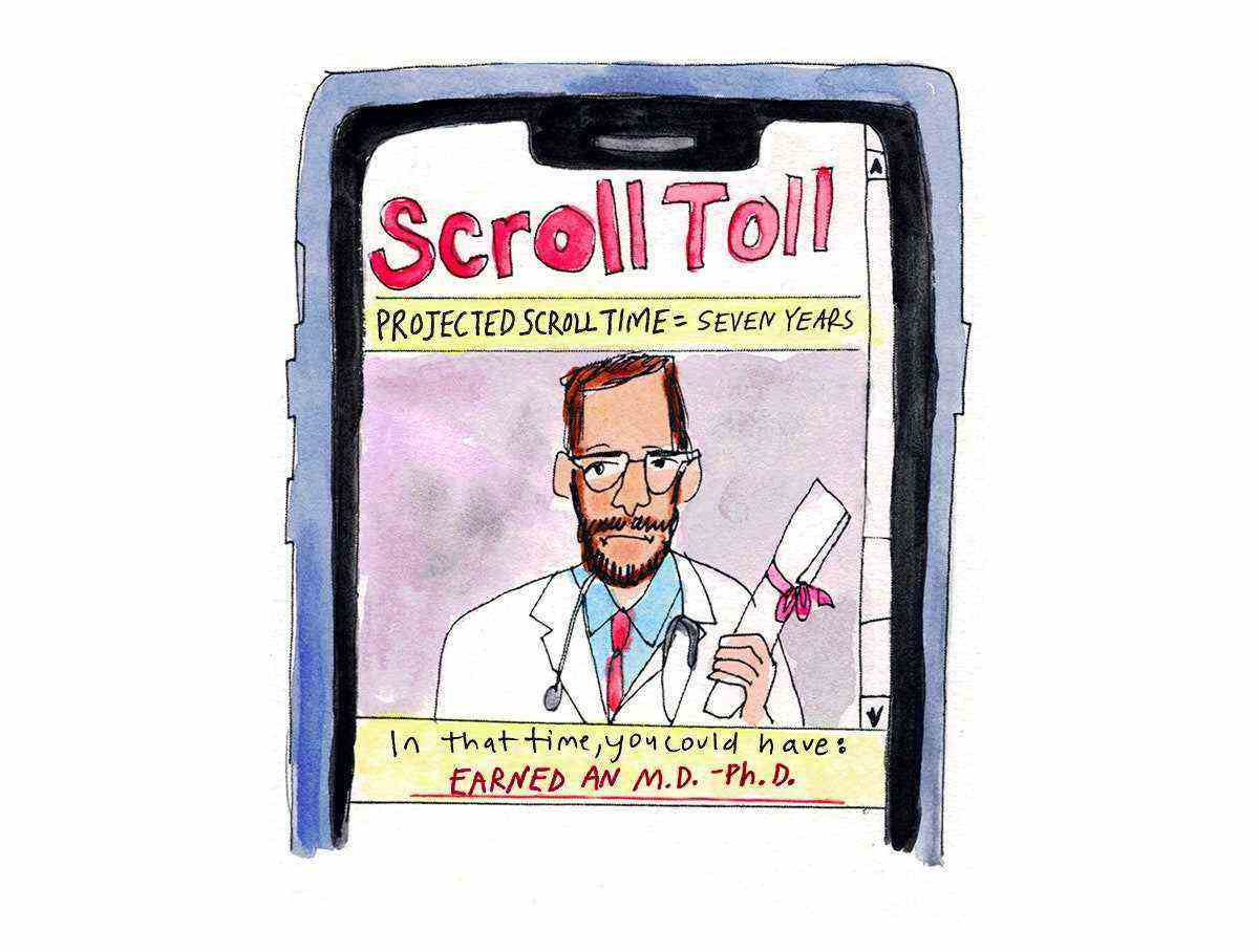 Handy-Bildschirm mit einer App namens Scroll Toll.