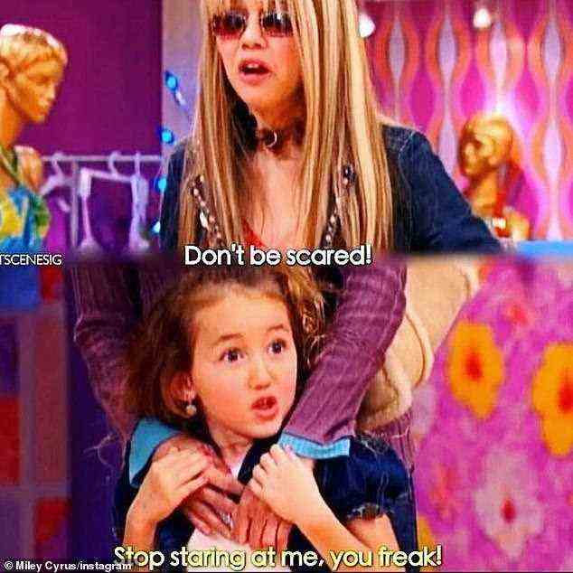 Throwback: Miley also added three images from Noah's cameos in Hannah Montana