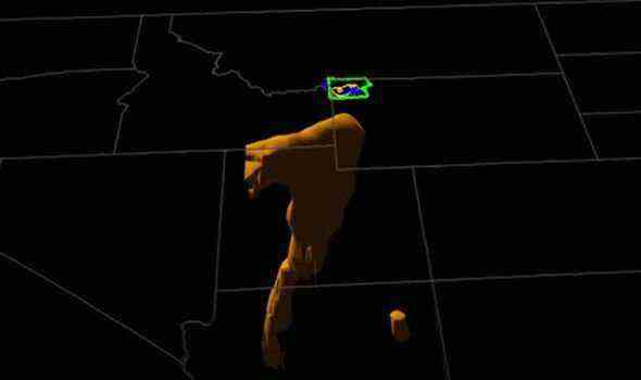 Plume: Die Plume wandert etwa 465 Meilen nordwestlich nach Montana
