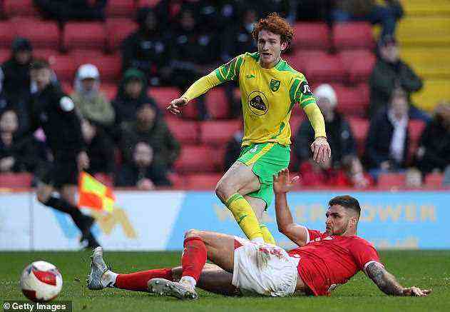 Norwich-Spieler Josh Sargent ist heute während des Spiels in der Carrow Road abgebildet, das der Verein mit 1:0 gegen Charlton gewann