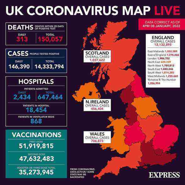Karte des britischen Coronavirus
