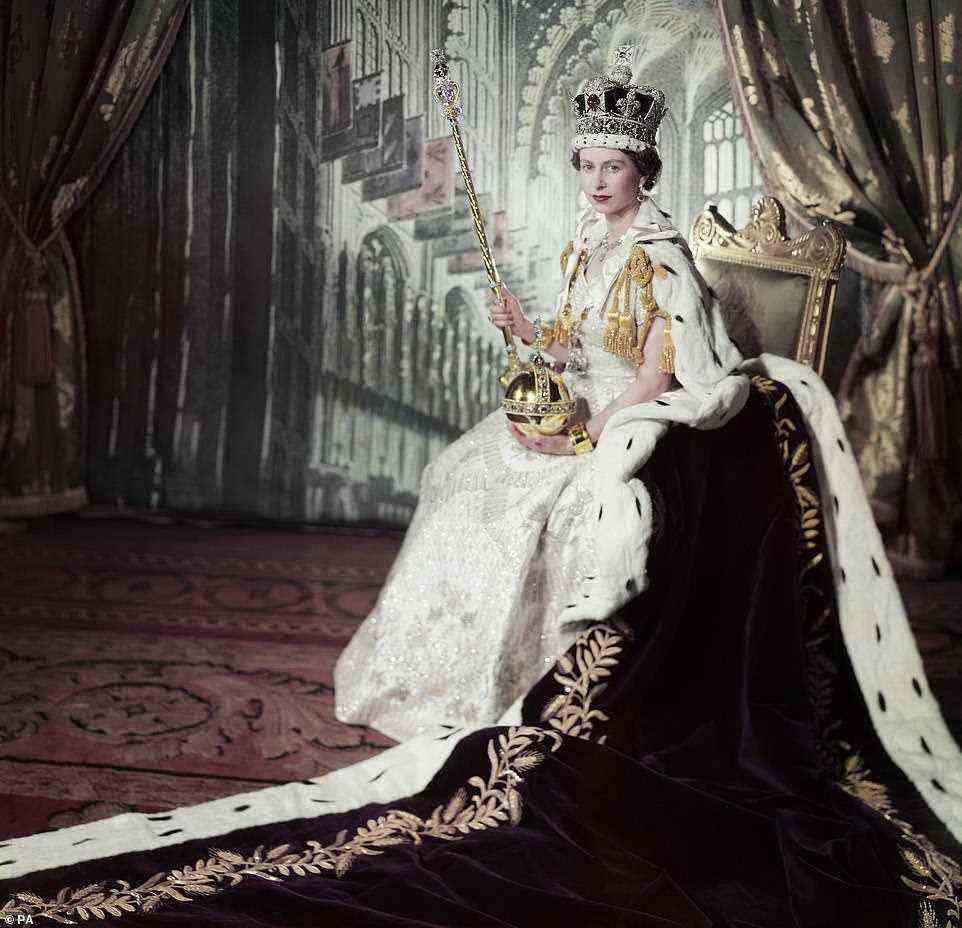 Royal insider Beaton was trusted as the official photographer for the Queen's Coronation in June 1953 (pictured)