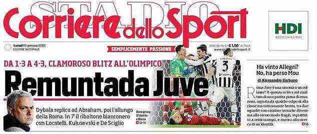 Corriere dello Sport würdigte einen 