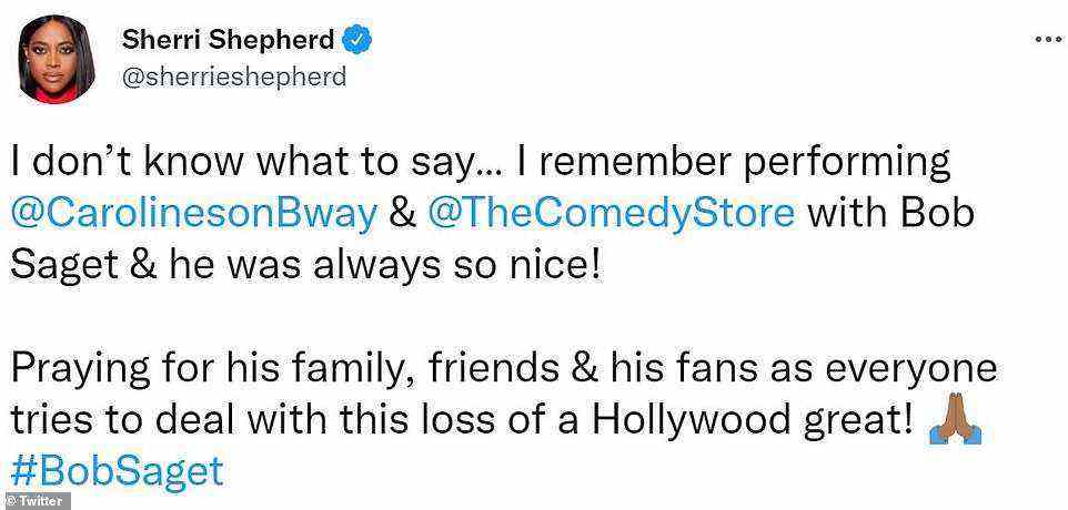 Colleagues: Sherri Shepherd added that he was 'so nice' when she would perform with him at iconic New York City and Los Angeles comedy clubs