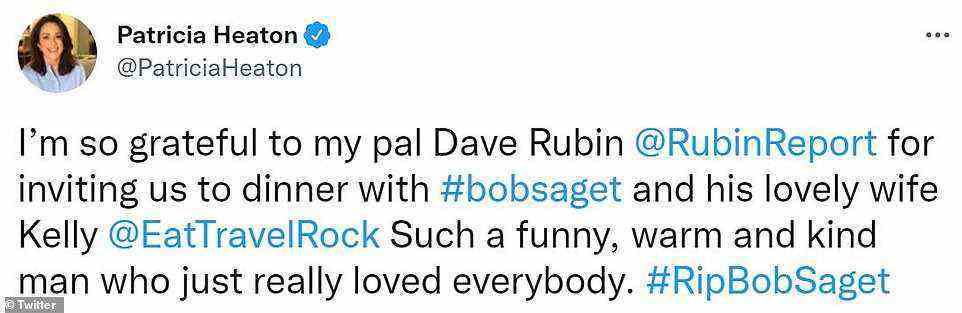 Friend of a friend: Everybody Loves Raymond actress Patricia Heaton thanked right-wing commentator Dave Rubin for introducing her to Saget at a dinner