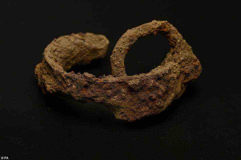 Roman shackles (pictured) were also discovered, suggesting that criminal activity or slave labour were part of the settlement