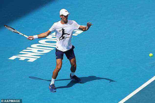 The tennis star (pictured, training in Melbourne on Tuesday) was quick to thank his fans for their support - but is still facing a final immigration hurdle