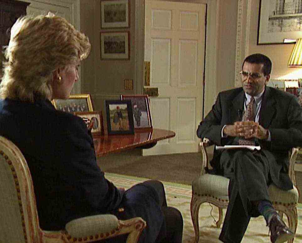 It is understood The Crown will also dramatise Diana's interview itself (pictured, Princess Diana and Martin Bashir)