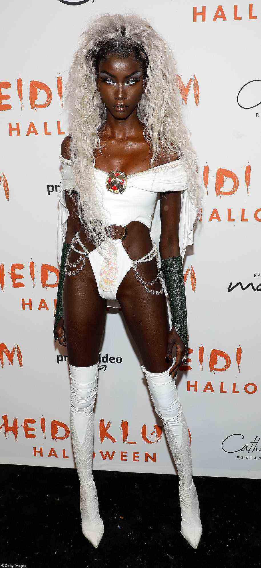 Perhaps the most famous model on the list is Anok Yai, 24, who has A-list pals including Bella Hadid and Heidi Klum. Pictured at Heidi Klum's Halloween party