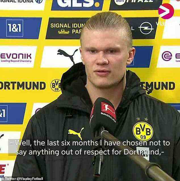 Haaland sagte, er habe aus Respekt vor Dortmund nicht über seine Zukunft gesprochen