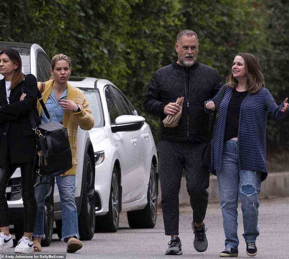 The beloved TV dad's friends and former co-stars on Full House, including Candace Cameron, left, Dave Coulier, center, and Andrea Barber, far right, were seen visiting Saget's home to offer their support