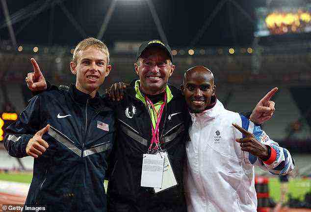 Salazar (Mitte) gewann auch Goldmedaillen über 5.000 m und 10.000 m bei den Weltmeisterschaften