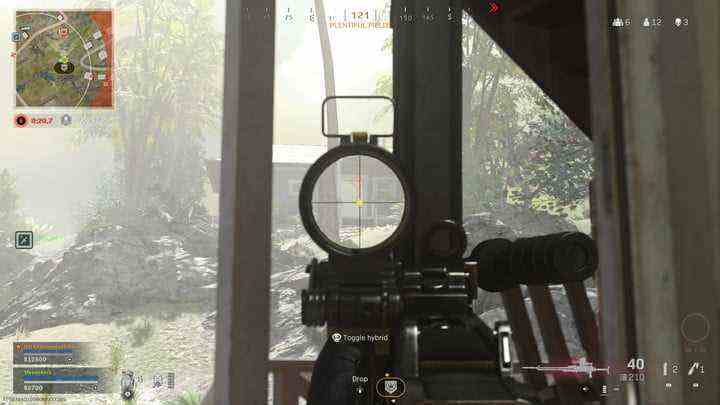 Aiming down sights during latter portion of match in Warzone.