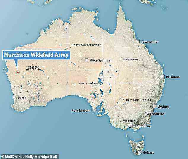 Pictured: the Murchison Widefield array is located in the outback, away from as many local sources of man-made radio interference as possible