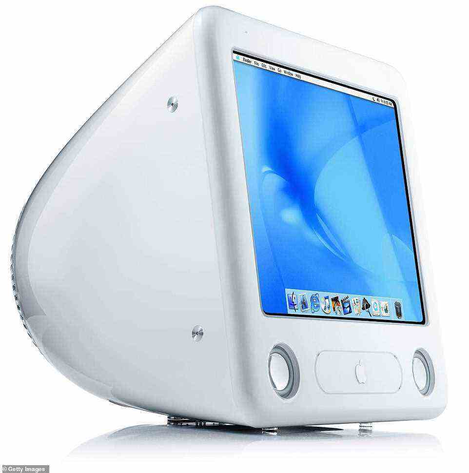 The new Apple Car design may have been inspired by the shiny white curves of Apple's eMac computer from 2002 (pictured)