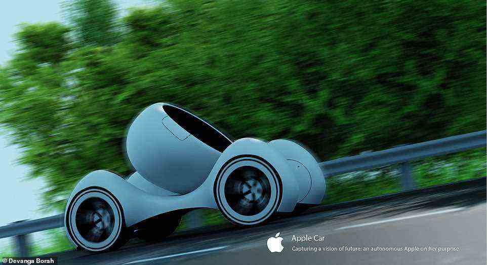 Borah's vision of Apple Car is depicted speeding down public roads. Apple has been working on long-rumoured self-driving car project since 2014 but has remained tight-lipped on its progress