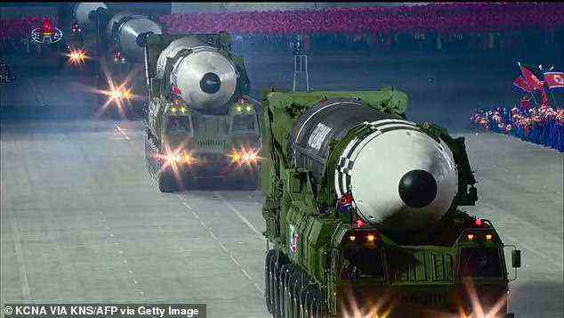 Die Entscheidung vom Donnerstag basierte auf einem neuen nuklearen Wettrüsten mit Nordkorea (im Bild), das sein Arsenal weiter ausbaut, erfolglosen Versuchen, das Atomabkommen mit dem Iran wiederzubeleben, und dem drohenden Krieg zwischen Russland und der Ukraine