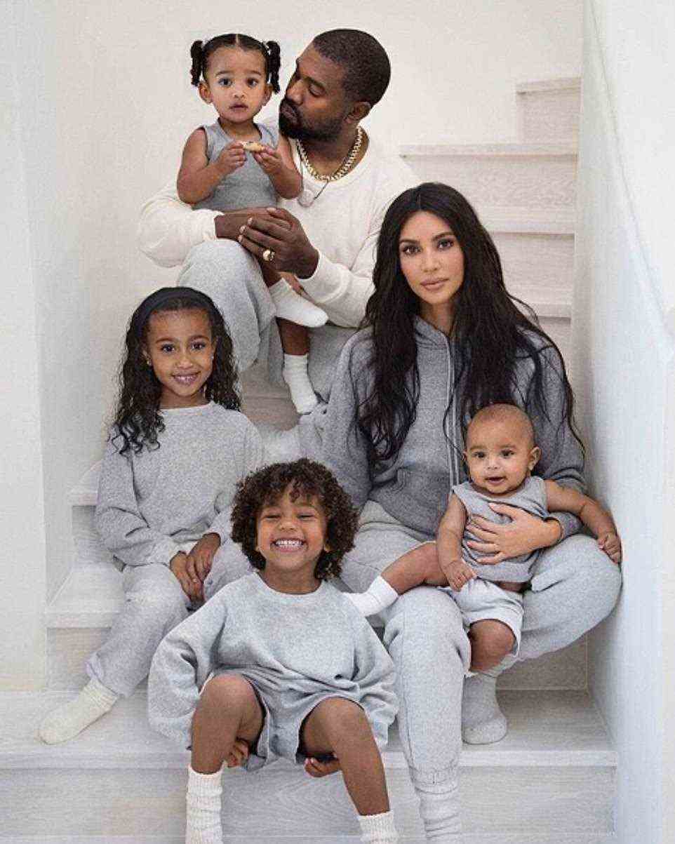 Family first: Kim and estranged husband Kanye West are parents to: North, eight, Saint, six, Chicago, four, and Psalm, two
