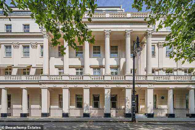 Built in the 1820s, Eaton Square, is largest private garden square and is encircled by a terrace of grand residences designed in classical style with projecting Doric colonnade and porches