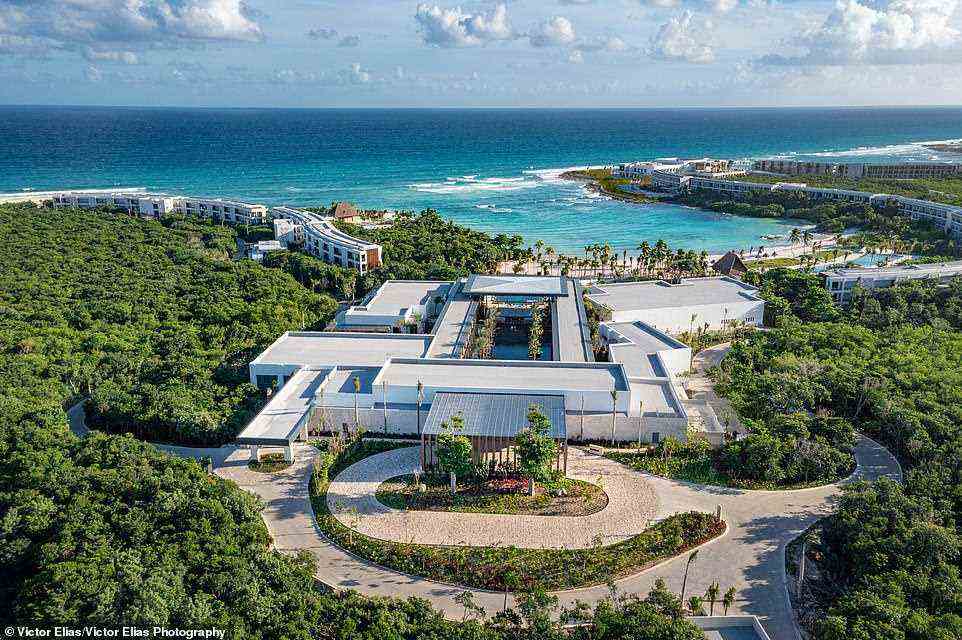 Guests at the Conrad Tulum Riviera Maya, pictured, get easy access to Mexico's ancient ruins and rainforests