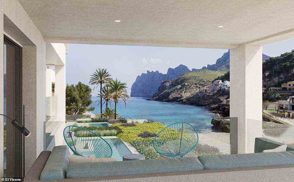 Bay of plenty: The view from El Vicenc, which is nestled in a rugged Majorcan cove. It will have a restaurant from a Michelin-starred chef and just 34 rooms