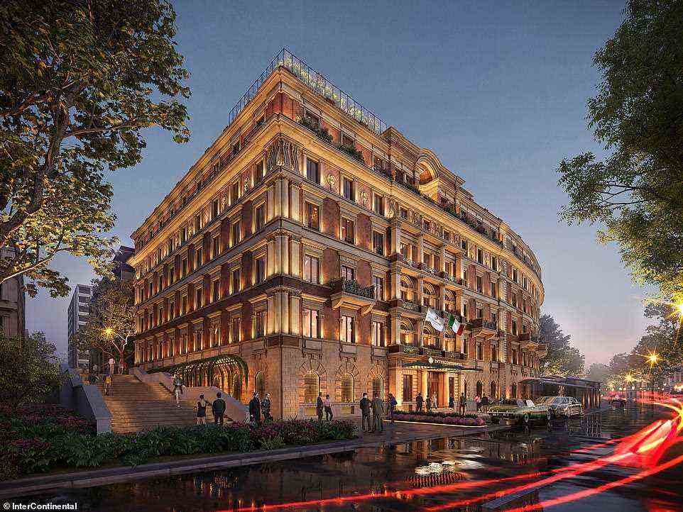 The InterContinental Rome Ambasciatori Palace, pictured in a rendering, opens in October in a fin-de-siecle mansion that used to be the US embassy