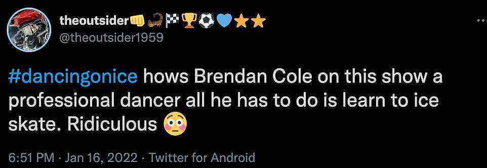 Reaktion: Viele Zuschauer griffen Brendans Tanzvergangenheit auf und nutzten Twitter, um ihrer Beschwerde nach seiner unglaublichen Leistung auf dem Eis Ausdruck zu verleihen