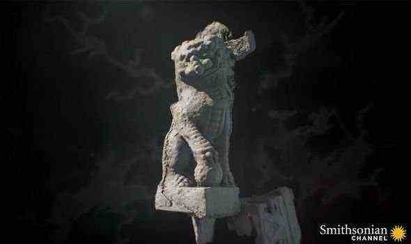 Rekonstruktion: Ein 3D-Bild einer der gefundenen Löwenstatuen