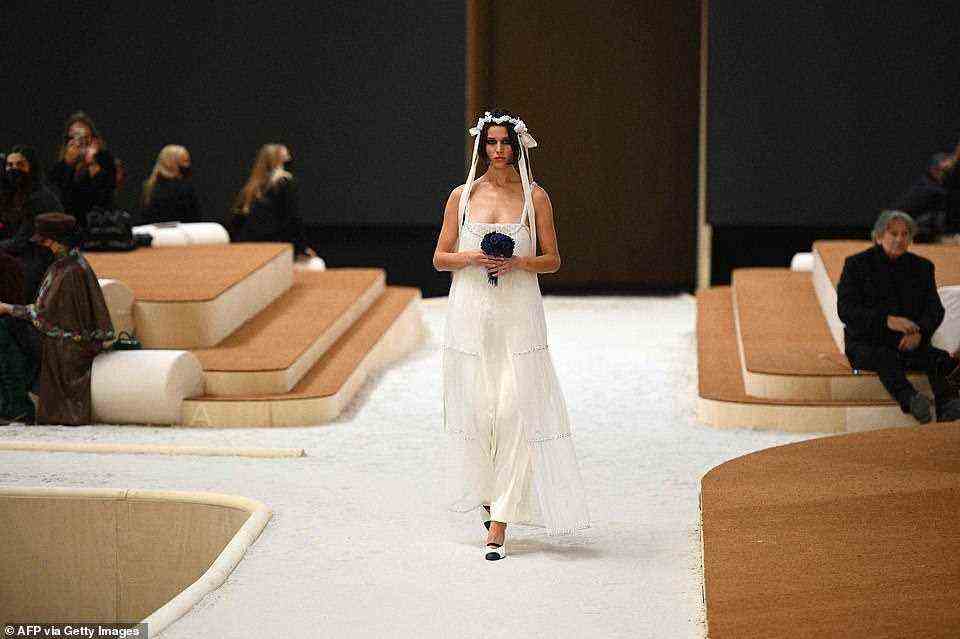 Here comes the bride: The finale of every Chanel Haute Couture show features a Chanel bride, with Lagerfeld previously employing 'it girl' models like Claudia Schiffer, Kendall Jenner, and Cara Delevingne to close the show as his bride