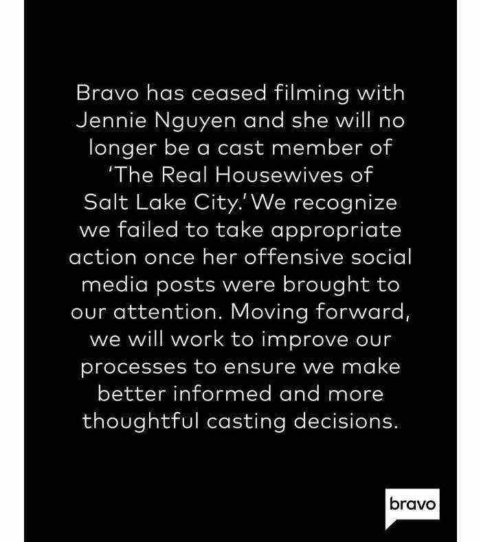 Echte Hausfrauen von Salt Lake City RHOSLC Jennie Nguyen inmitten von Gegenreaktionen wegen rassistischer Posts gefeuert Bravo 2