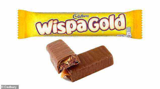 Cadbury's American parent company Mondelez International has previously said it planned to offer greater portion control options by committing to bringing all Cadbury multipack chocolate bars under 200 calories by the end of 2021 - and shrank four of its popular bars including the Wispa Gold (pictured)
