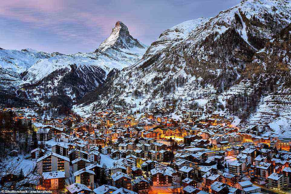 Schweizer Resorts wie Wengen (£ 1.047, 31.), Saas Fee (£ 1.034, 30.) und Zermatt (£ 1.158, 32.), abgebildet, jeweils registrierte Gesamtsummen von über 1.000 £