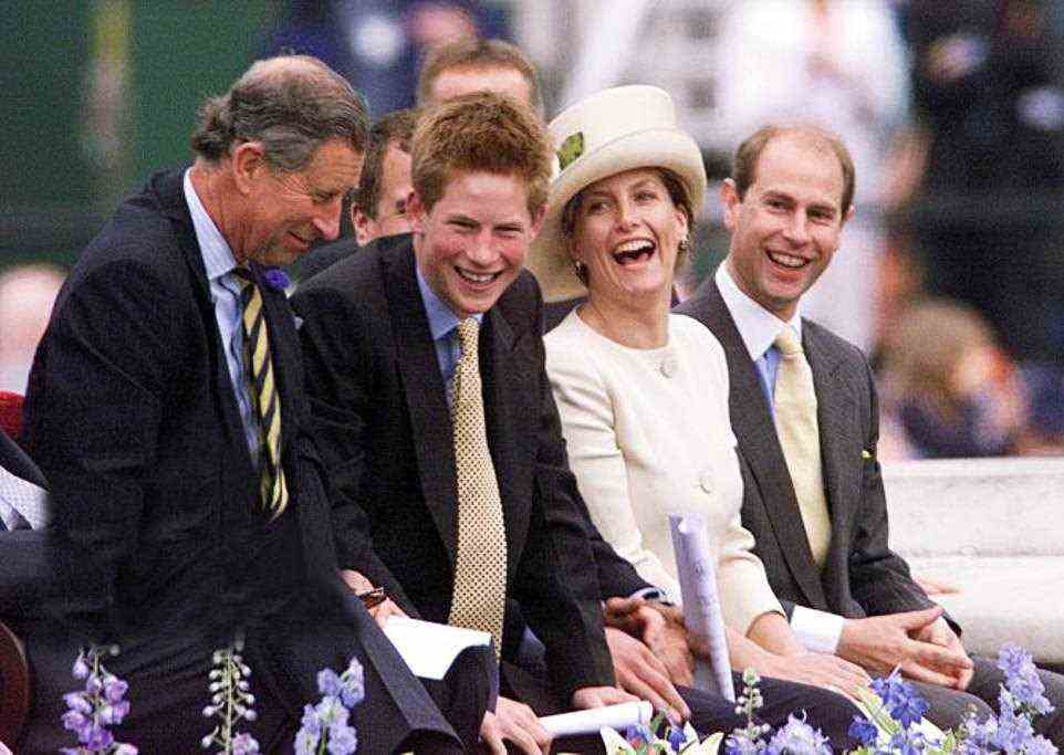 The family enjoying the Party at the Palace: Prince Charles, Prince Harry, Sophie, Countess of Wessex, and Prince Edward
