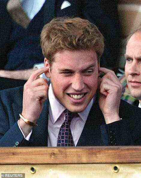 Prince William reacting to the loud music at the Golden Jubilee pop concert