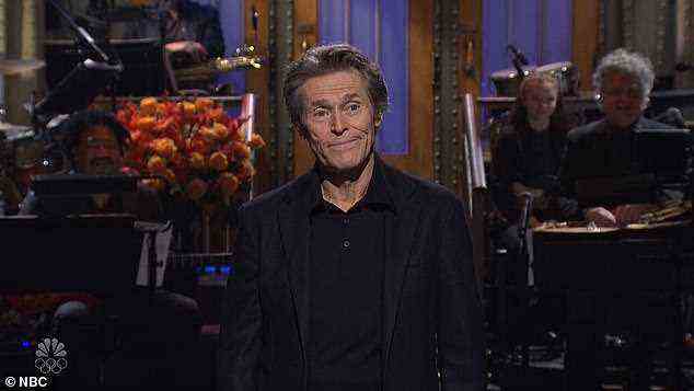 Doing well: Dafoe appeared to be well-received by the studio audience, and began his monologue by expressing that it was 'good to be back in New York.'