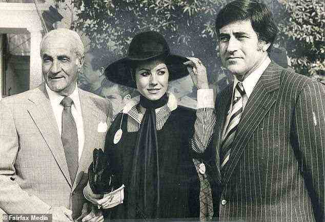 Bruce Galea's father Perce was known as the Prince of Punters and was one of Sydney's illegal casino kings. Perce is pictured left with Bruce and Bruce's third wife Cindy at Warwick Farm racecourse in 1977